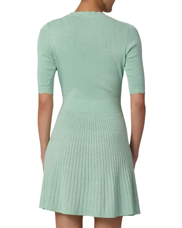 Warren Scalloped Shimmer Knit Mini Sweater Dress