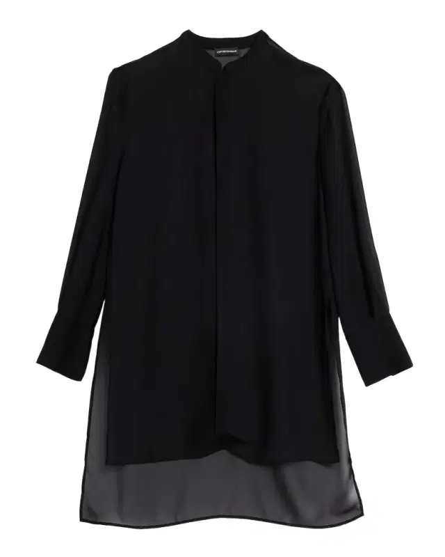 Emporio Armani High-Low Sheer Georgette Shirt
