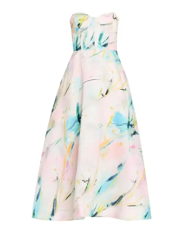 Mika Strapless Jacquard Midi Dress