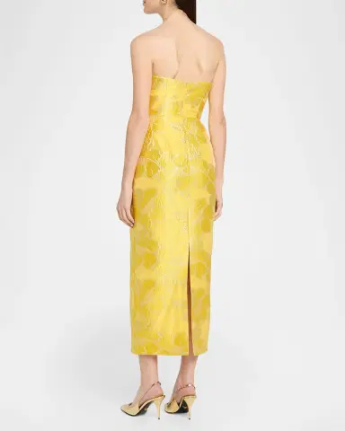 As It May Diana Strapless Floral Jacquard Midi Dress | Thumbnail 3 As It May Diana Strapless Floral Jacquard Midi Dress | Thumbnail 3