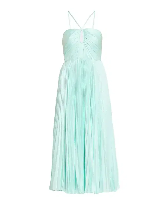 Liv Pleated Satin Halter Midi Dress