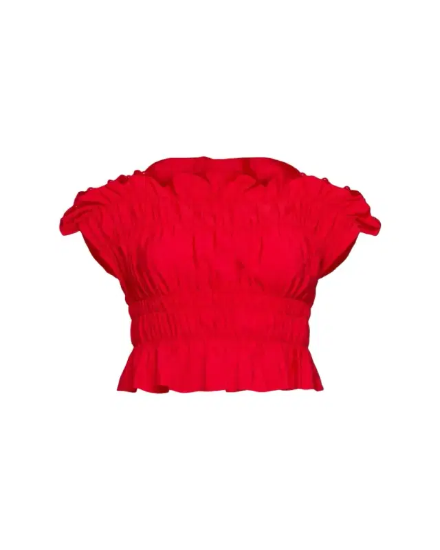 Cinq a Sept Evalina Smocked Crop Top