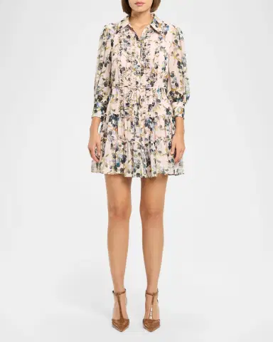 Cinq à Sept Trailing Iris Mini Shirtdress | Thumbnail 2