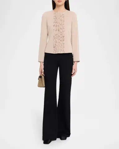 Emporio Armani Ruffle-Trim Twill Jacket | Thumbnail 2 Emporio Armani Ruffle-Trim Twill Jacket | Thumbnail 2