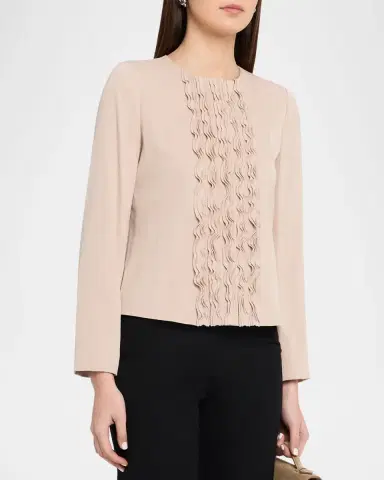 Emporio Armani Ruffle-Trim Twill Jacket | Thumbnail 4 Emporio Armani Ruffle-Trim Twill Jacket | Thumbnail 4