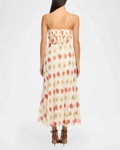 Cinq à Sept Floating Poppies Ruffle-Trim Sleeveless Midi Dress | Thumbnail 3 Cinq à Sept Floating Poppies Ruffle-Trim Sleeveless Midi Dress | Thumbnail 3