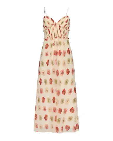 Cinq à Sept Floating Poppies Ruffle-Trim Sleeveless Midi Dress | Thumbnail 1 Cinq à Sept Floating Poppies Ruffle-Trim Sleeveless Midi Dress | Thumbnail 1