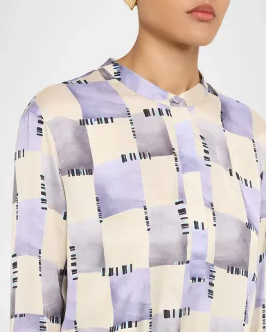 Emporio Armani Satin Check-Print Shirt | Thumbnail 5 Emporio Armani Satin Check-Print Shirt | Thumbnail 5