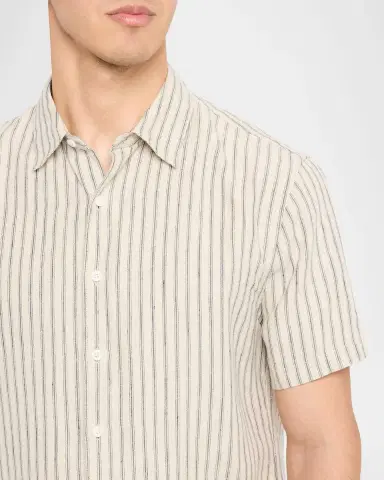 Vince Men's Ballstone Stripe Hemp Short-Sleeve Shirt | Thumbnail 5
