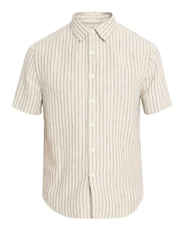 Men 's Ballstone Stripe Hemp Short-Sleeve Shirt