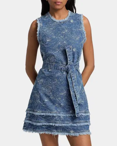 Cinq à Sept Mindie Garden Doodle Denim Mini Dress | Thumbnail 7 Cinq à Sept Mindie Garden Doodle Denim Mini Dress | Thumbnail 7