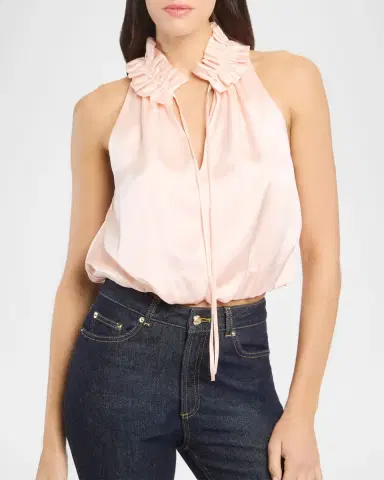 Cinq à Sept Lucianna Sleeveless Silk Bubble Blouse | Thumbnail 3