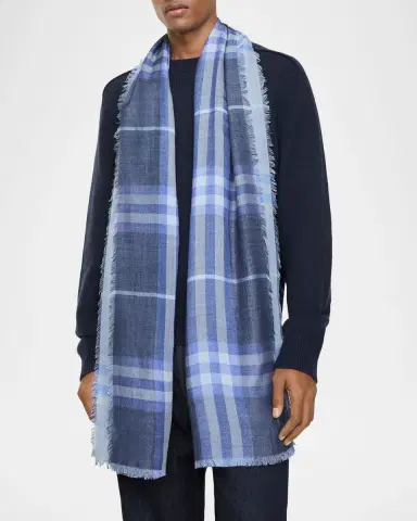 Burberry Wide Check Wool & Silk Scarf | Thumbnail 4