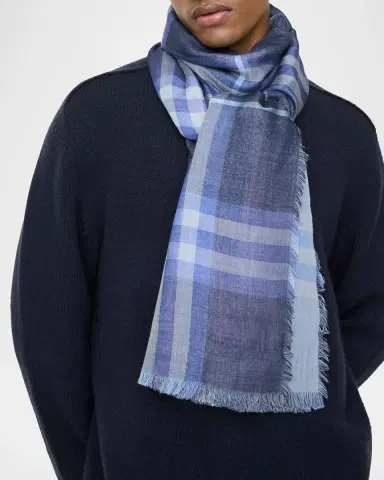 Burberry Wide Check Wool & Silk Scarf | Thumbnail 5