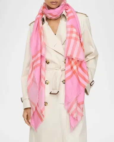 Burberry Reversible Check Wool Silk Scarf | Thumbnail 3 Burberry Reversible Check Wool Silk Scarf | Thumbnail 3