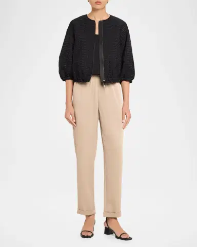 Emporio Armani Cropped Gingham Jacquard Blouson Jacket | Thumbnail 2