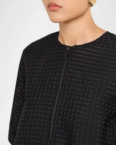 Emporio Armani Cropped Gingham Jacquard Blouson Jacket | Thumbnail 5