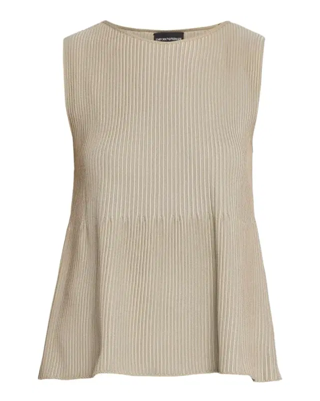 Sleeveless Crewneck Rib Knit Top