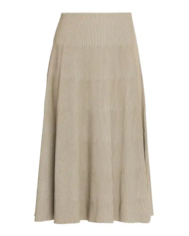 A-Line Rib Knit Midi Skirt
