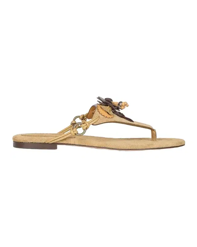 Elato Flower Suede Thong Sandals