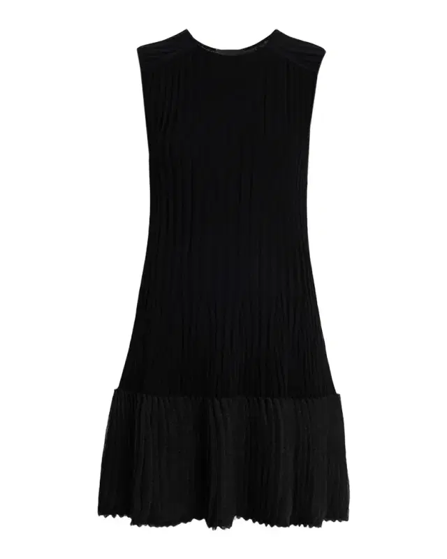 Rib Knit Flounce-Hem Mini Dress
