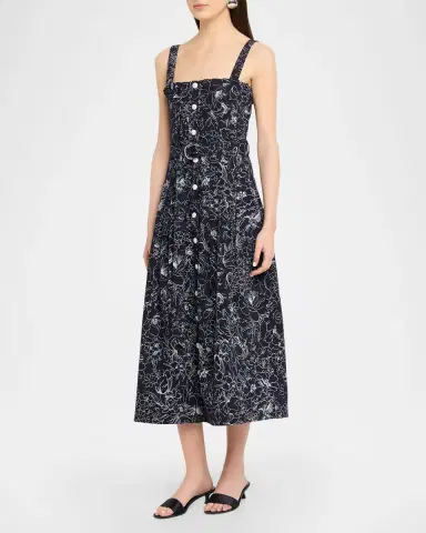 Cinq à Sept Branwen Garden Doodle Midi Dress | Thumbnail 4
