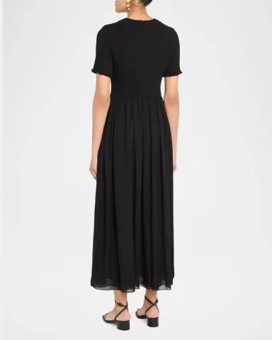 Emporio Armani Smocked Technical Georgette Midi Dress | Thumbnail 3
