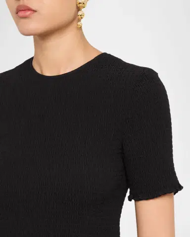 Emporio Armani Smocked Technical Georgette Midi Dress | Thumbnail 5