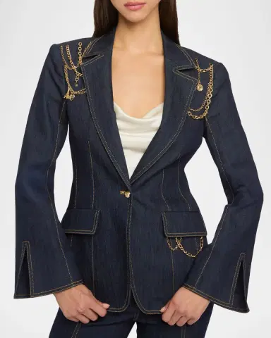 Cinq à Sept Love Token Danicka Embellished Denim Blazer | Thumbnail 3