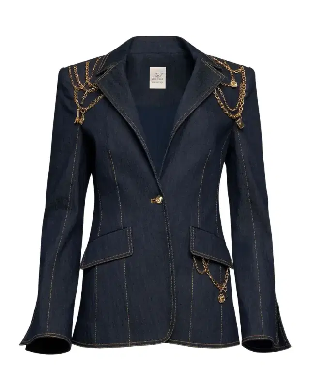 Love Token Danicka Embellished Denim Blazer