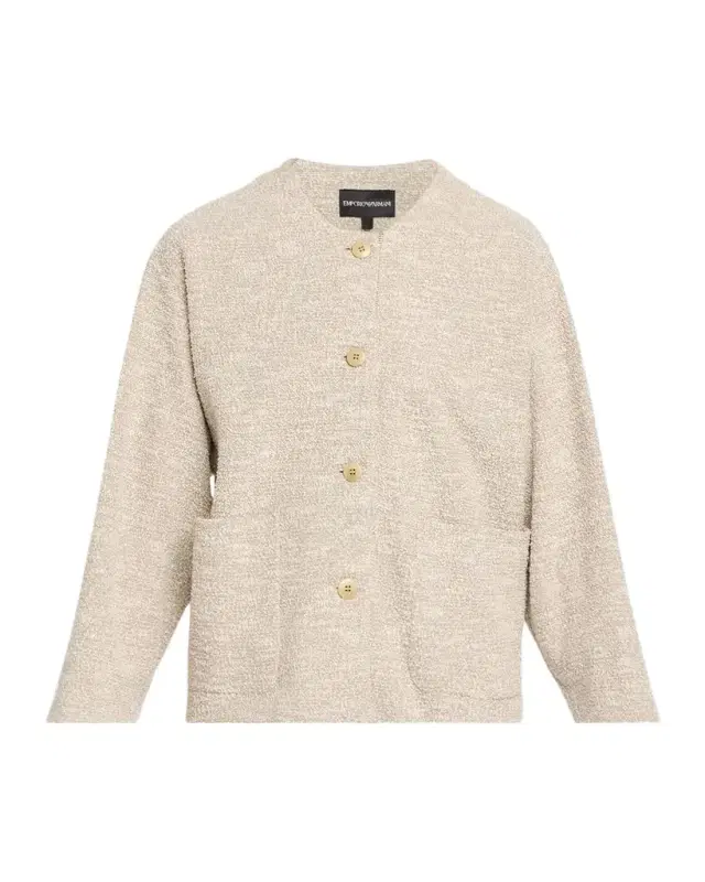 Button-Down Boucle Jacquard Jersey Jacket