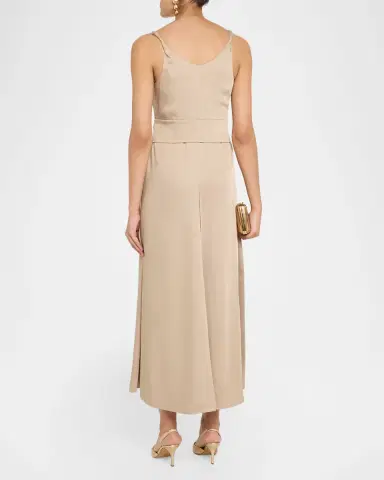 Emporio Armani Multi-Slit Twill Crepe Midi Dress | Thumbnail 3 Emporio Armani Multi-Slit Twill Crepe Midi Dress | Thumbnail 3