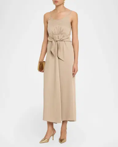 Emporio Armani Multi-Slit Twill Crepe Midi Dress | Thumbnail 4 Emporio Armani Multi-Slit Twill Crepe Midi Dress | Thumbnail 4