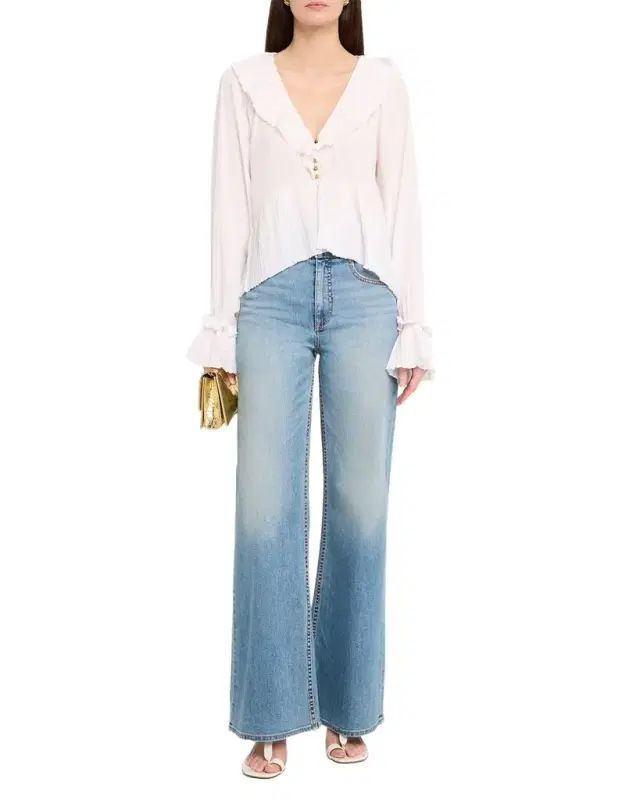Liv Double-Button Wide-Leg Jeans