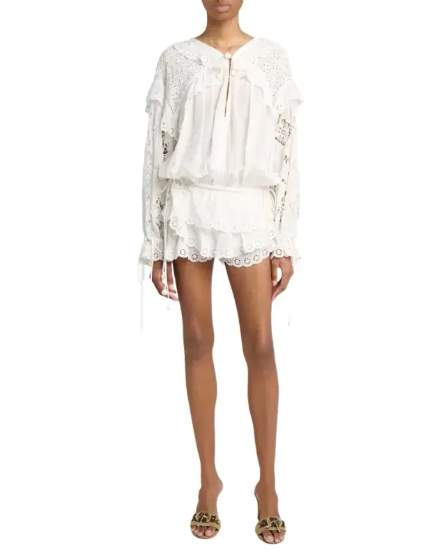 Neis Eyelet Ruffle Pull-On Shorts