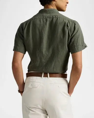 Polo Ralph Lauren Men's Slub Linen Button-Down Camp Shirt | Thumbnail 3 Polo Ralph Lauren Men's Slub Linen Button-Down Camp Shirt | Thumbnail 3