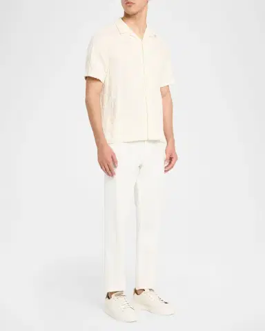 Vince Men 's Tonal Floral Embroidered Short-Sleeve Shirt | Thumbnail 2