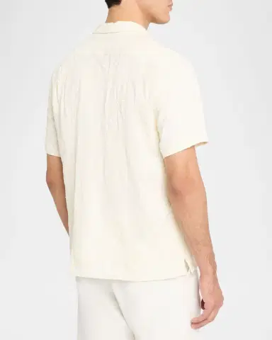 Vince Men 's Tonal Floral Embroidered Short-Sleeve Shirt | Thumbnail 3