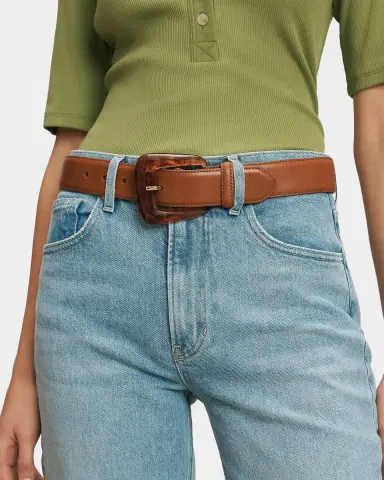 Veronica Beard Arch Resin-Buckle Leather Belt | Thumbnail 2 Veronica Beard Arch Resin-Buckle Leather Belt | Thumbnail 2