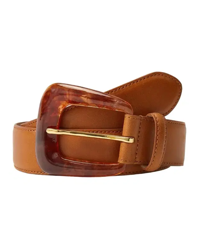 Arch Resin-Buckle Leather Belt