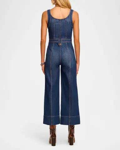 Ramy Brook Janet Cropped Wide-Leg Denim Jumpsuit | Thumbnail 2