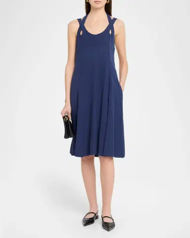 Emporio Armani Scoop-Neck Jacquard Empire Midi Dress | Thumbnail 2 Emporio Armani Scoop-Neck Jacquard Empire Midi Dress | Thumbnail 2