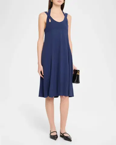 Emporio Armani Scoop-Neck Jacquard Empire Midi Dress | Thumbnail 4 Emporio Armani Scoop-Neck Jacquard Empire Midi Dress | Thumbnail 4