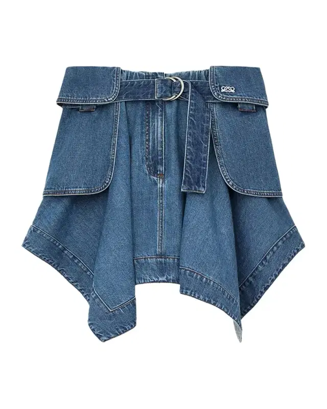 Denim Handkerchief Mini Cargo Skirt