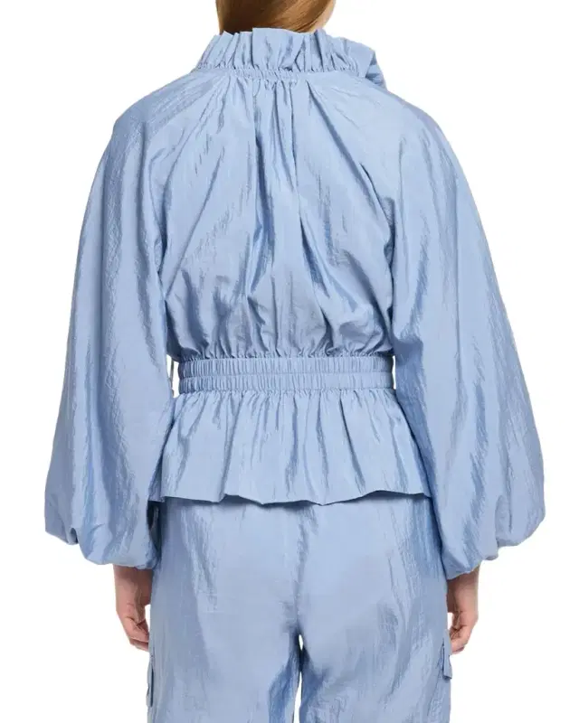 Deana Ruffled-Collar Nylon Peplum Jacket