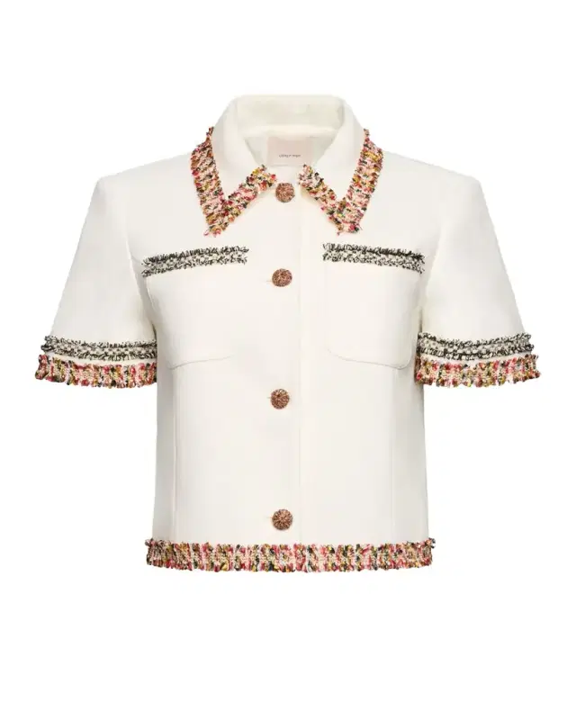 Lia Tweed-Embellished Short-Sleeve Jacket