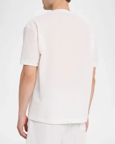 Giorgio Armani Men's Mesh Rich-Stitch Crewneck T-Shirt | Thumbnail 3 Giorgio Armani Men's Mesh Rich-Stitch Crewneck T-Shirt | Thumbnail 3