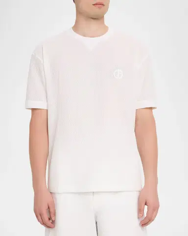 Giorgio Armani Men's Mesh Rich-Stitch Crewneck T-Shirt | Thumbnail 4 Giorgio Armani Men's Mesh Rich-Stitch Crewneck T-Shirt | Thumbnail 4