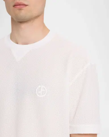 Giorgio Armani Men's Mesh Rich-Stitch Crewneck T-Shirt | Thumbnail 5 Giorgio Armani Men's Mesh Rich-Stitch Crewneck T-Shirt | Thumbnail 5