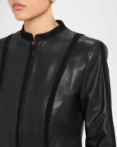 Emporio Armani Seamed Leather Jacket | Thumbnail 5 Emporio Armani Seamed Leather Jacket | Thumbnail 5